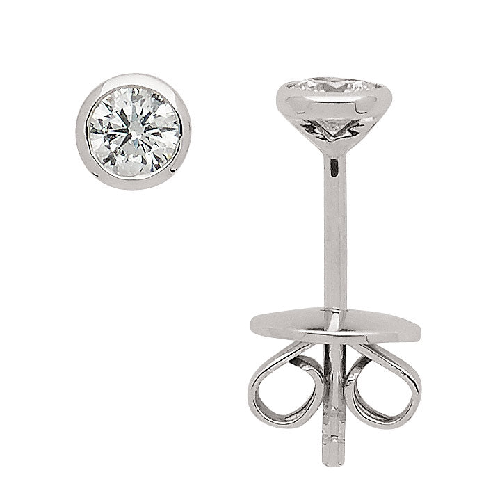 Zarge Ohrstecker aus Weissgold 585 mit Brillant 4,1mm
