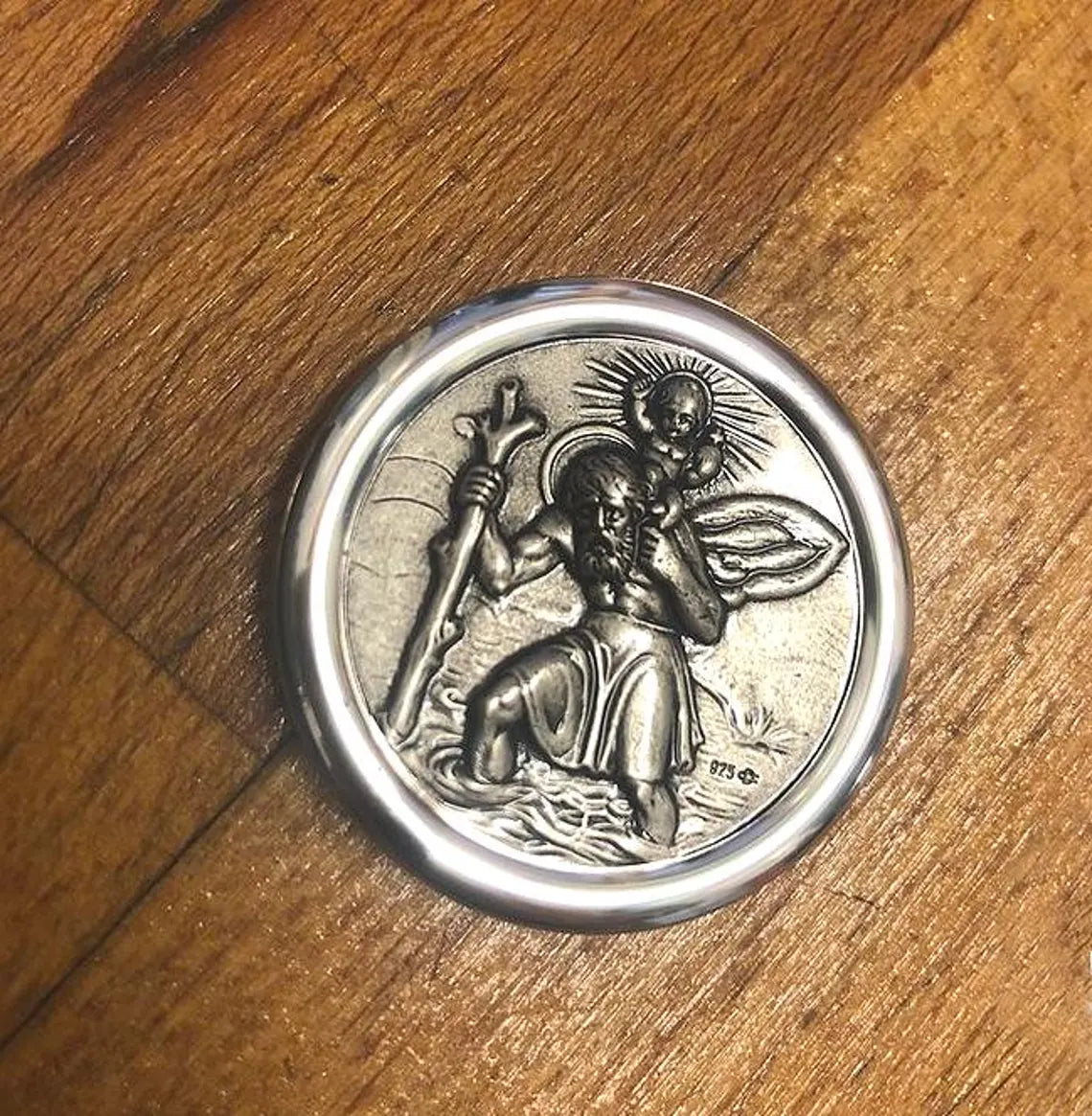 Christophorus Autoplakette aus Silber 925