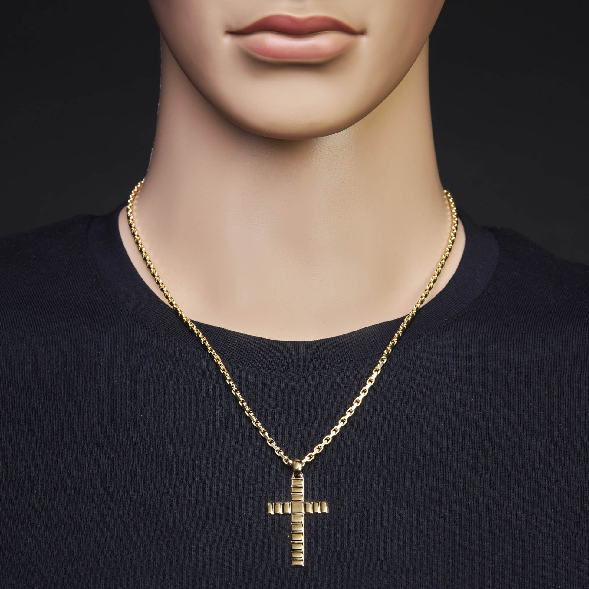 Kreuz Anhänger XXL Gold 585 strukturiert Detailansicht