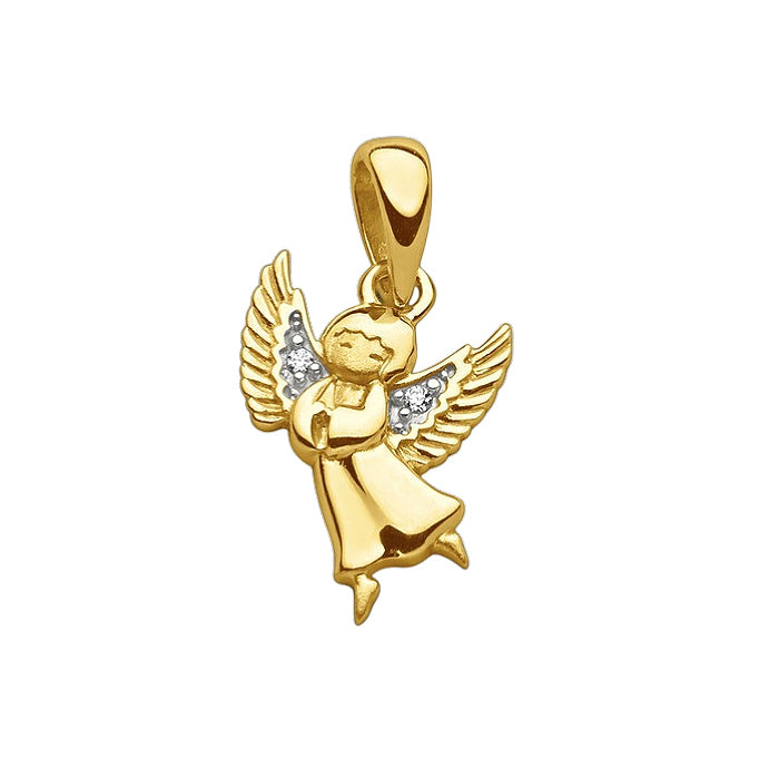 Hoffnungsträger Engel Anhänger 333er Gold Rückseite Detail handgefertigt