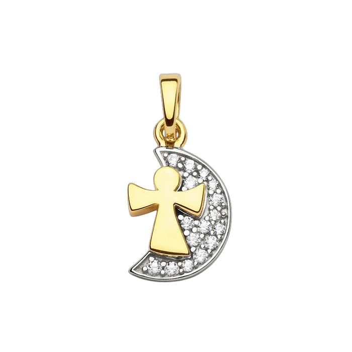 Engel Anhänger 333 Gold getragen Halskette Schutzengel Alltag Schmuck