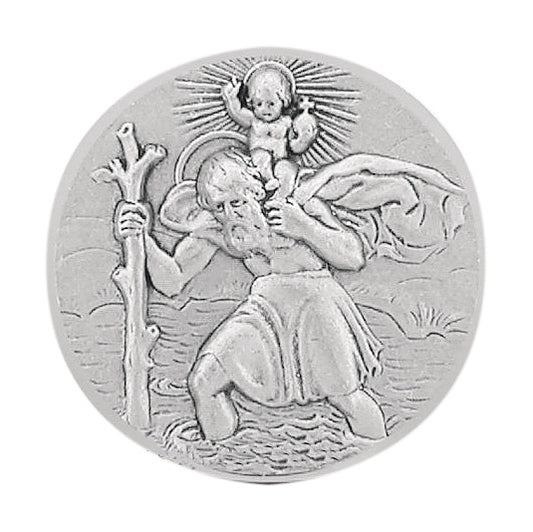 Christophorus Autoplakette aus Alpacca Oxidiert