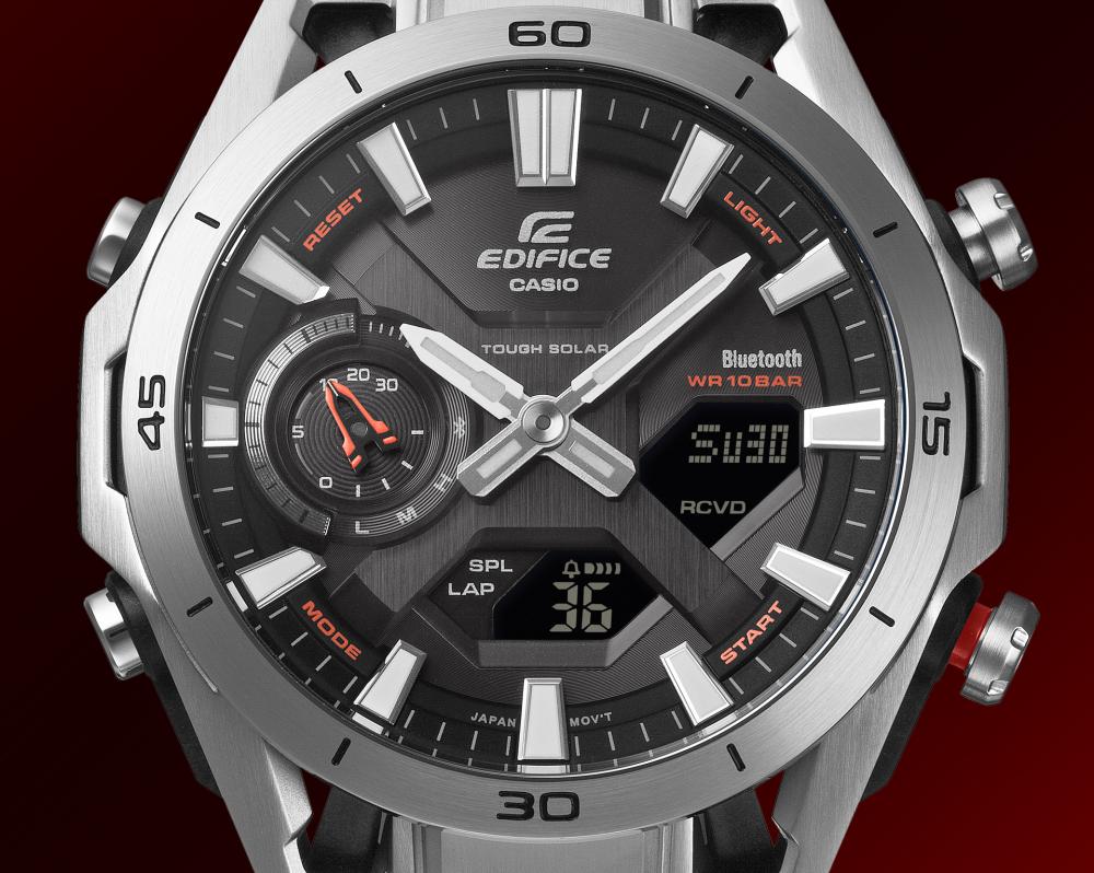 Casio Edifice ECB-2300 SOSPENSIONE Bluetooth Solar Chronograph Edelstahl Herrenuhr