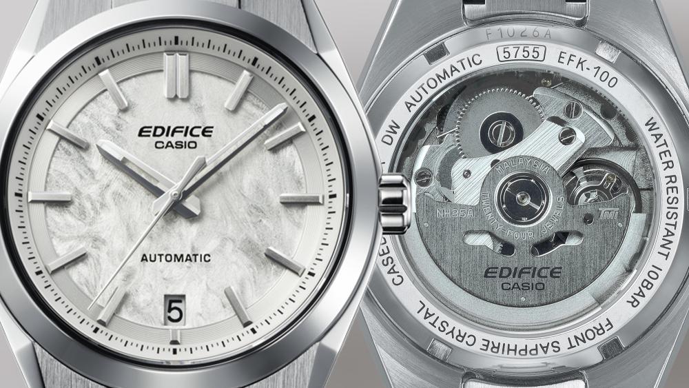 Casio Serie EFK-100D Automatikuhr Herrenuhr Edifice 10 BAR wasserdicht mit Sichtboden