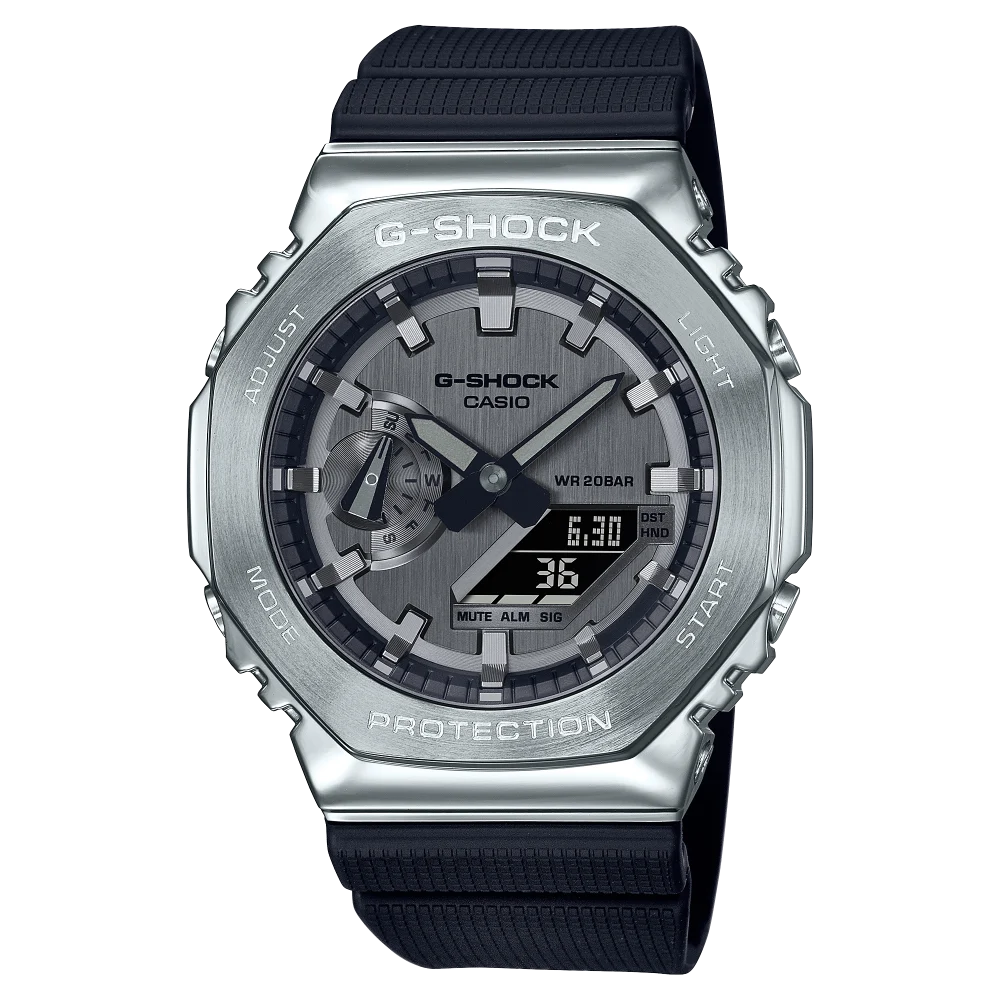 Casio G-Shock GM-2100 Serie Metal Covered Analog-Digital Edelstahl Herrenuhr