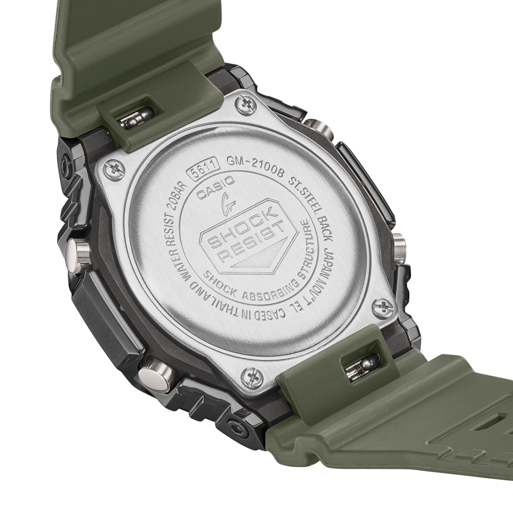 Casio G-Shock GM-2100 Serie Metal Covered Analog-Digital Edelstahl Herrenuhr