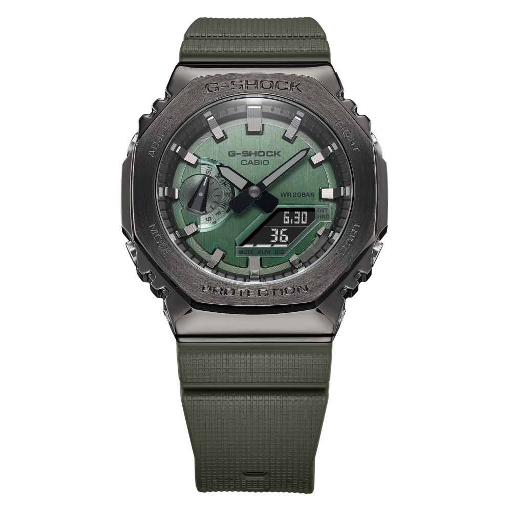 Casio G-Shock GM-2100 Serie Metal Covered Analog-Digital Edelstahl Herrenuhr