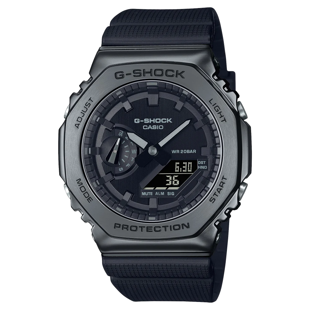 Casio G-Shock GM-2100 Serie Metal Covered Analog-Digital Edelstahl Herrenuhr