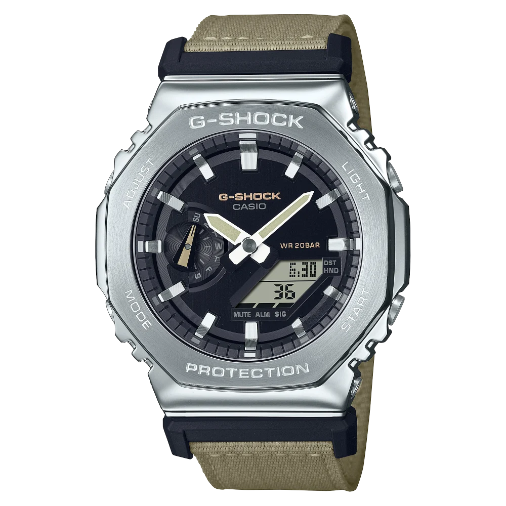 Casio G-Shock GM-2100 Serie Metal Covered Analog-Digital Edelstahl Herrenuhr