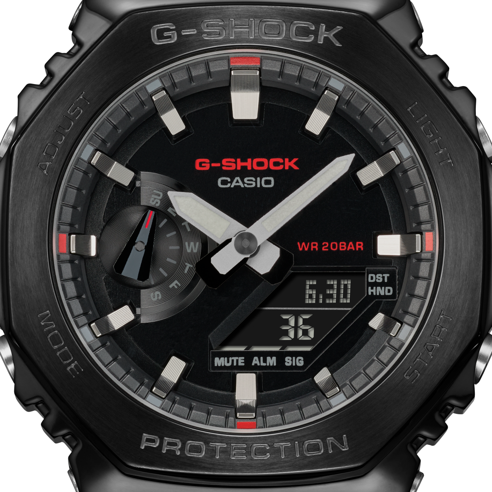 Casio G-Shock GM-2100 Serie Metal Covered Analog-Digital Edelstahl Herrenuhr