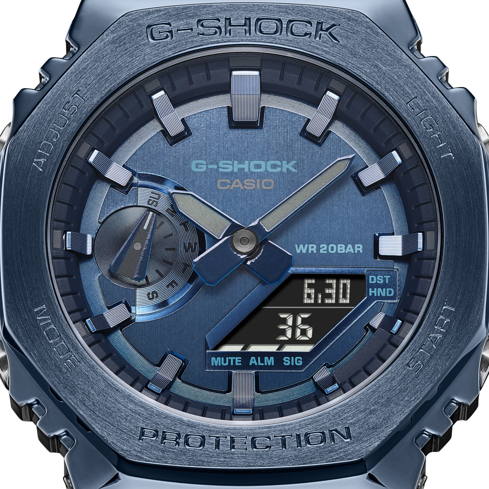 Casio G-Shock GM-2100 Serie Metal Covered Analog-Digital Edelstahl Herrenuhr