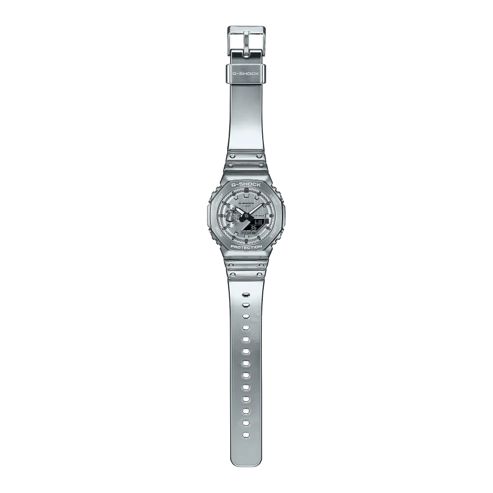 Casio G-Shock GM-2100 Serie Metal Covered Analog-Digital Edelstahl Herrenuhr