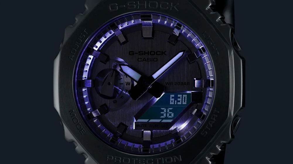 Casio G-Shock GM-2100 Serie Metal Covered Analog-Digital Edelstahl Herrenuhr