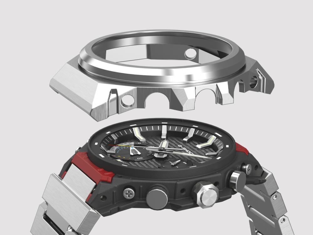 Casio G-Shock Serie GST-B1000D Solar Bluetooth Edelstahl Analog Herrenuhr Carbon Core