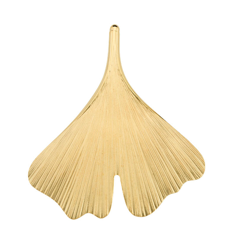 XXL Ginkgoblatt Anhänger aus 375 Gelbgold, 33x35mm, spiegelglanz poliert, Naturschmuck