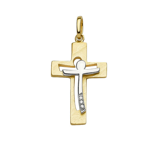 Modern gestalteter Kreuz Anhänger Jesus Silhouette durchbrochen gearbeitet