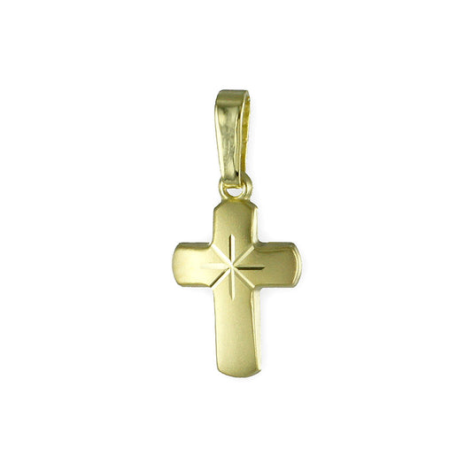 Kreuz Anhänger mit Stern-Diamantierung Gold 333