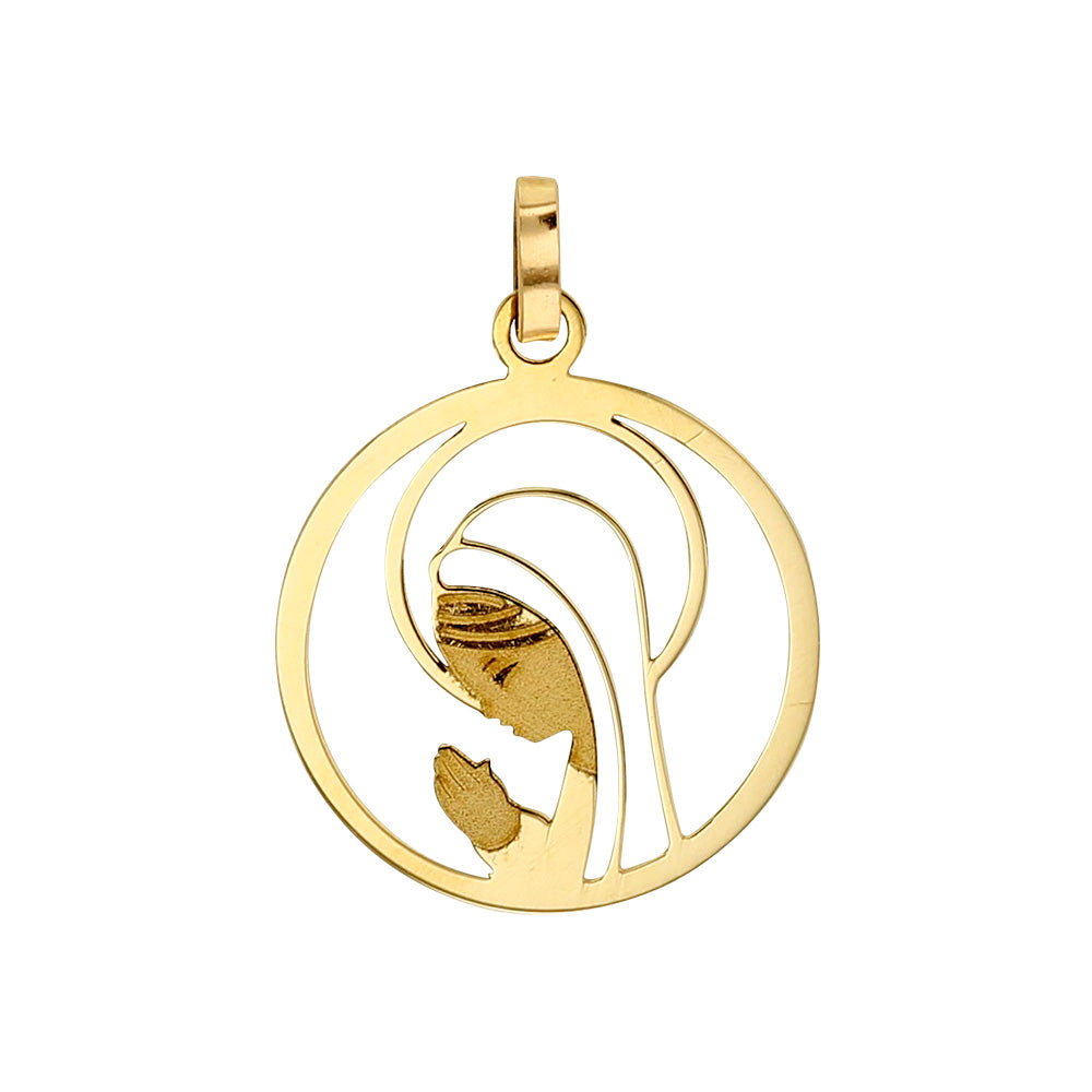 Wundertätige Madonna Medaille 750 Gold mit lasergravierten Umrissen