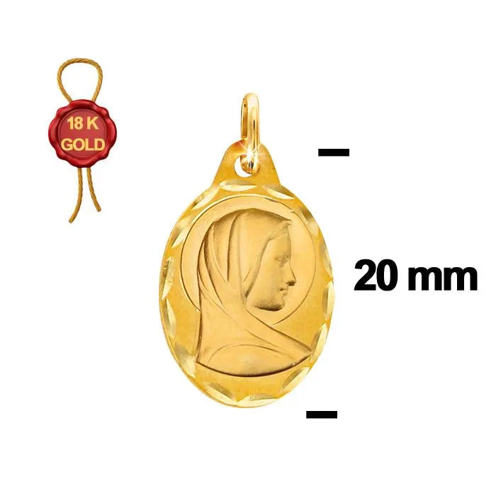 Maria Anhänger 750 Gold mit Gravurmöglichkeit Detail