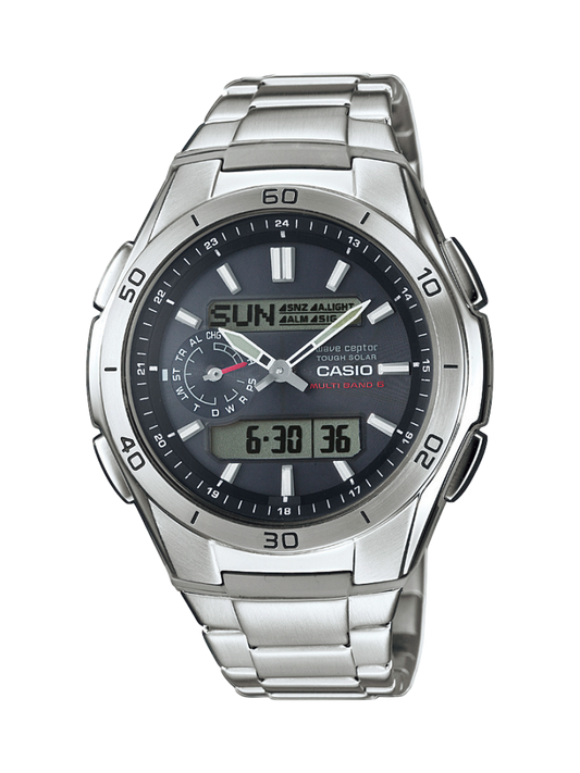 Casio Titan Edelstahl Funkuhr Serie WVA-M650 Funk-Solar Herren Armbanduhr
