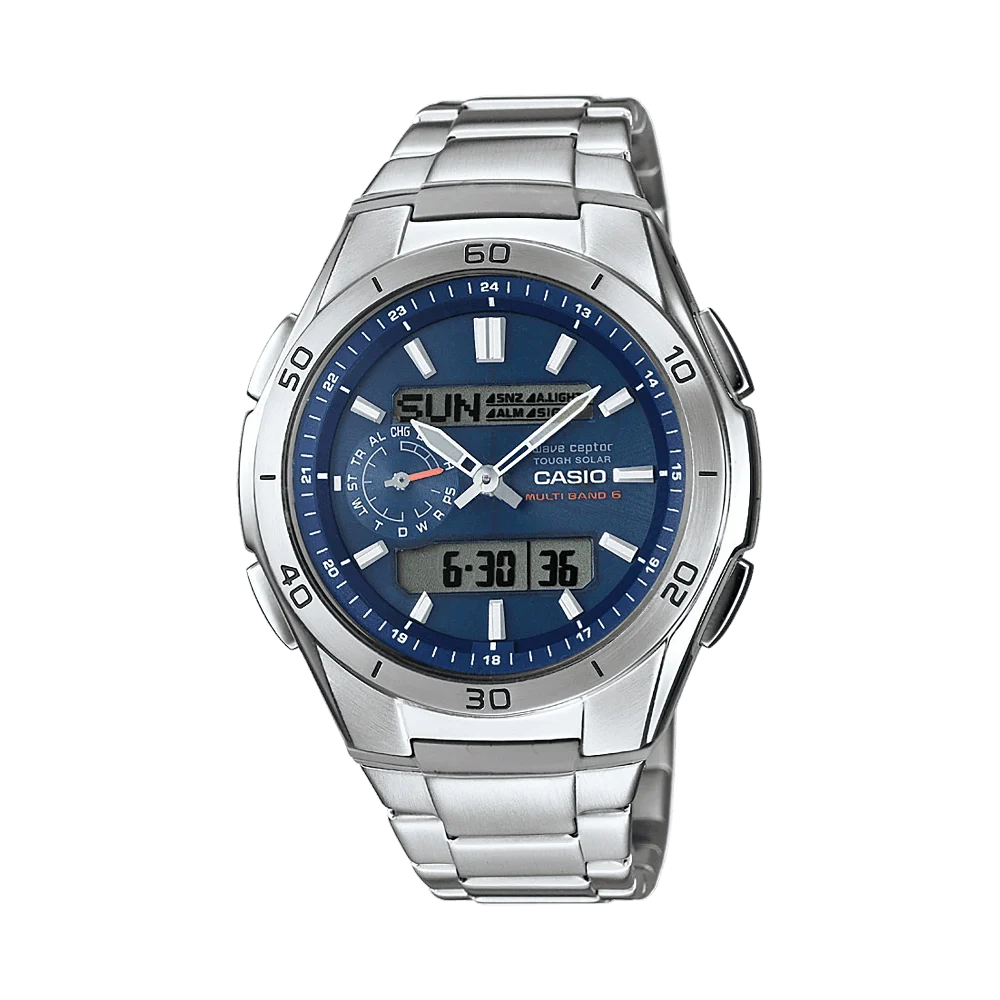 Casio Titan Edelstahl Funkuhr Serie WVA-M650 Funk-Solar Herren Armbanduhr