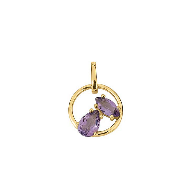 Amethyst Anhänger 333 Gelbgold Navette Tropfenschliff 11mm