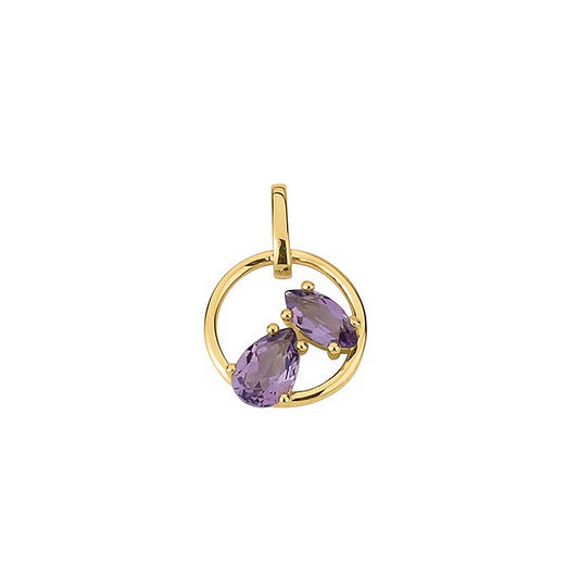 Amethyst Anhänger 333 Gelbgold Navette Tropfenschliff 11mm