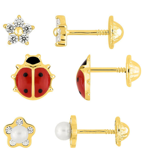 Baby Ohrstecker aus 750er Gold mit Schraubverschluss - Sicherheitsverschluss für Babys und Kleinkinder