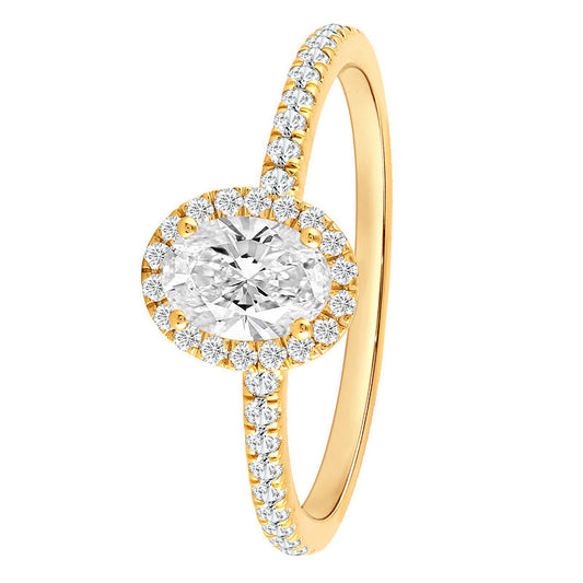 Halo Verlobungsring mit weißen Diamanten Gold 585 Made in Germany