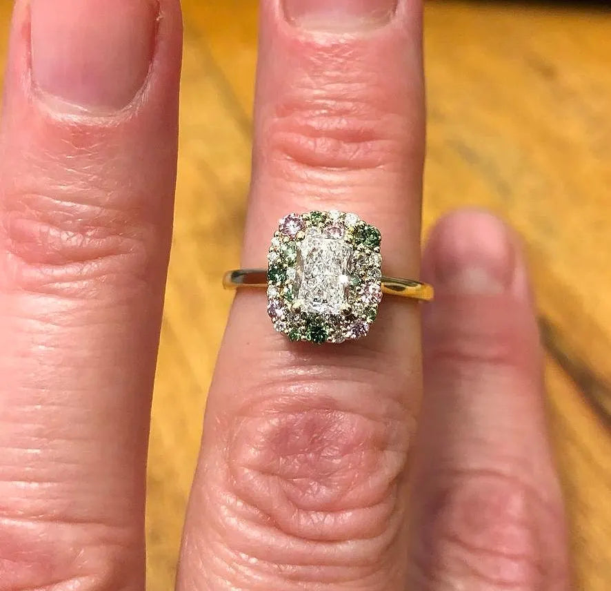 Vintage Verlobungsring multicolor Labor-Diamanten Recyclinggold 585