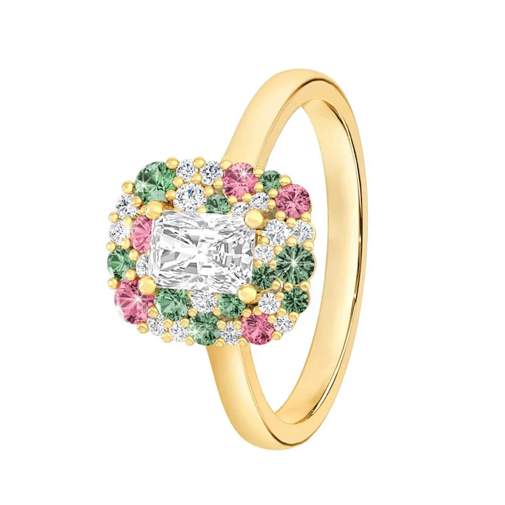 Damenring multicolor Diamanten Gold 585 Vintage Fancy Color