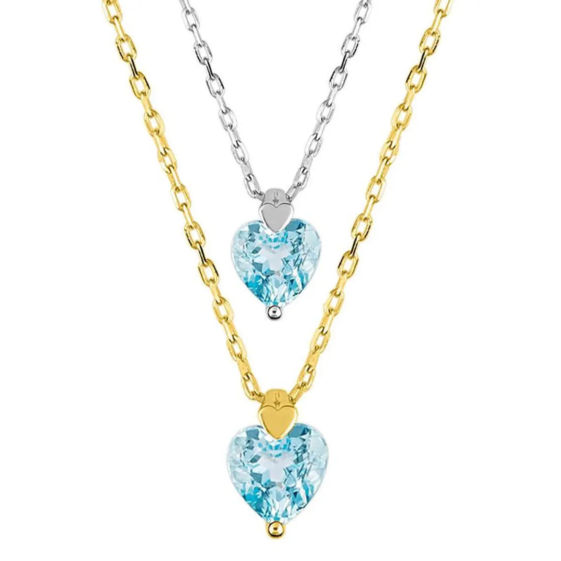 Herz Blautopas Herzkette Gold Halskette Herz Anhänger Geschenk für Frauen Damen Freundin