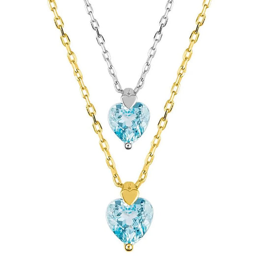 Herz Blautopas Herzkette Gold Halskette Herz Anhänger Geschenk für Frauen Damen Freundin