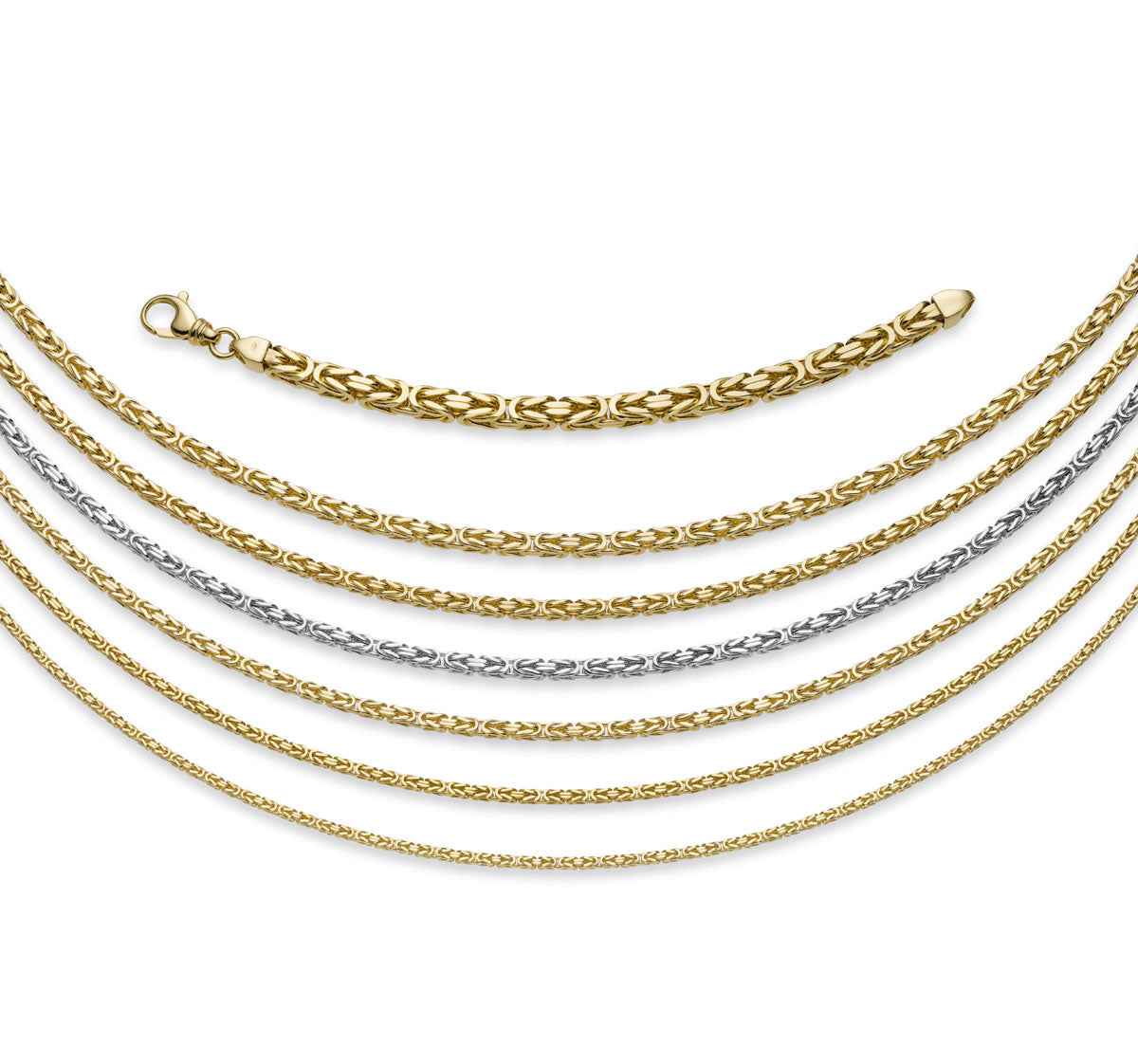 Königskette 585 Gelbgold 2,5 mm 45 cm – 14 Karat mit Karabiner