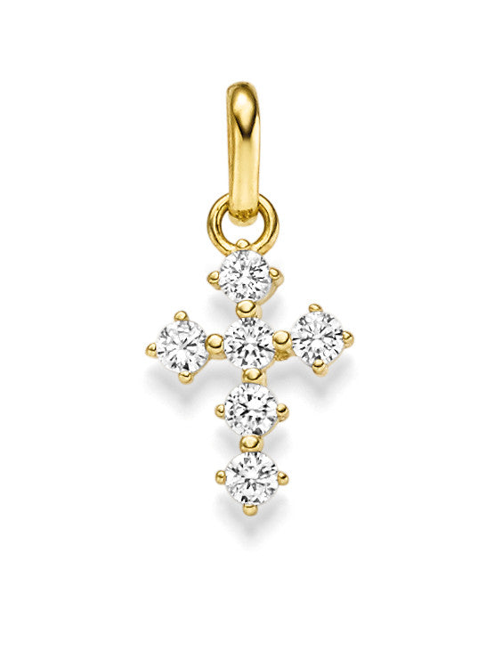 Eleganter Kreuz Anhänger aus 8 Karat Gold mit Zirkonia - Seitenansicht
