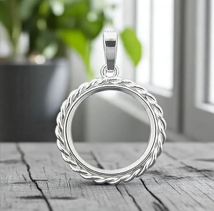 Silber Münzfassung 925 gekordelt Detailansicht