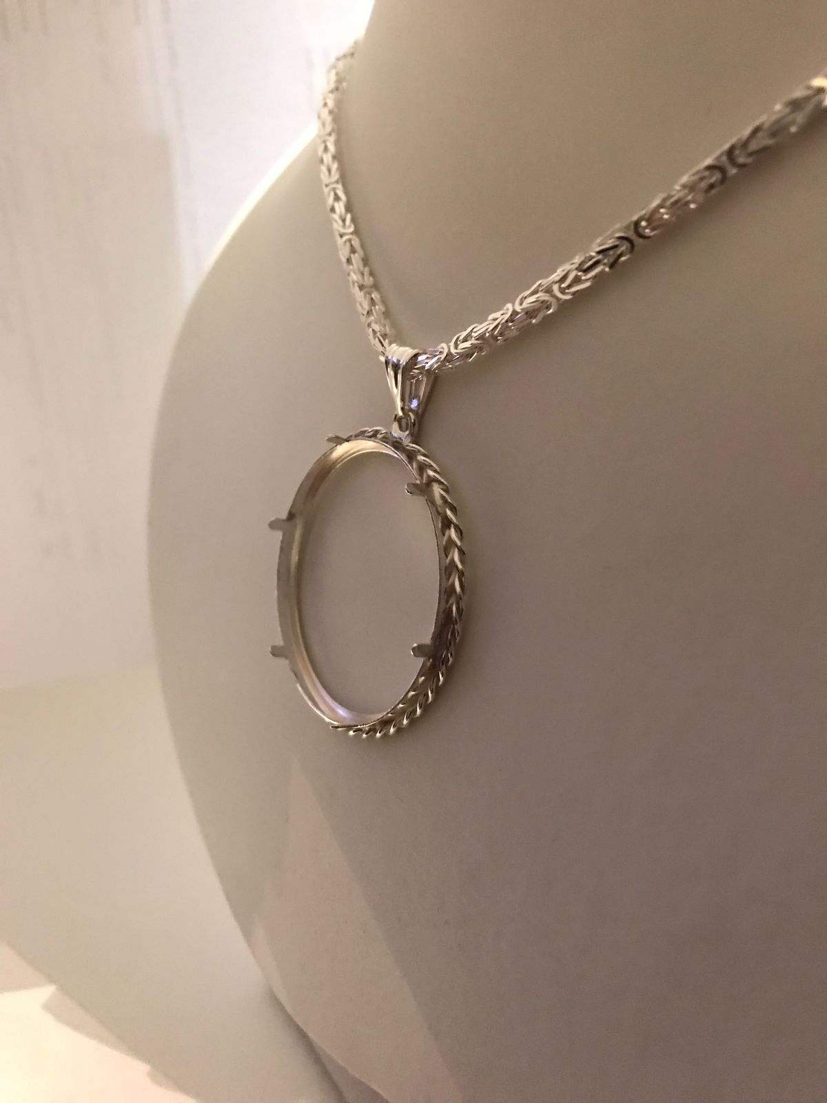 Silber 925 Münzfassung Krappenfassung Seitenansicht