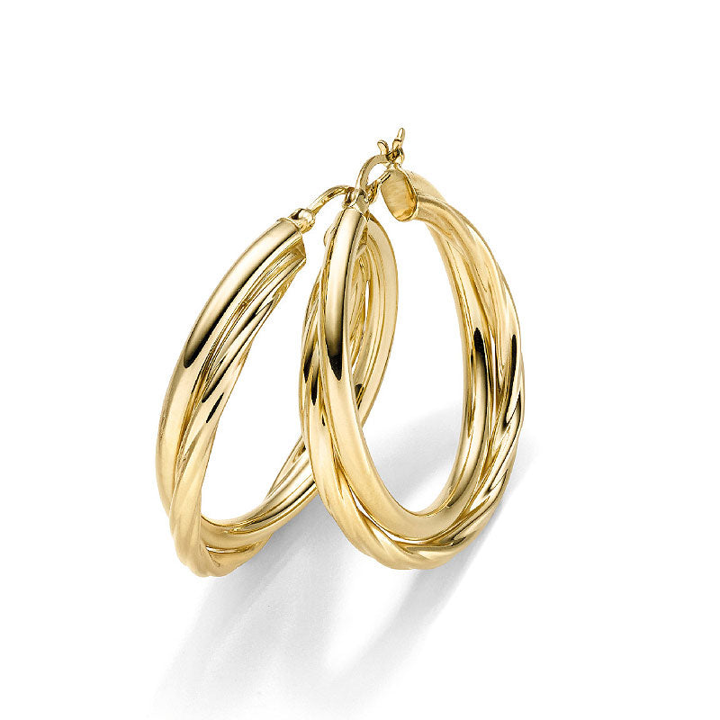 Goldplattierte Silber Creolen gedreht -Doppel-Creole Lifestyle