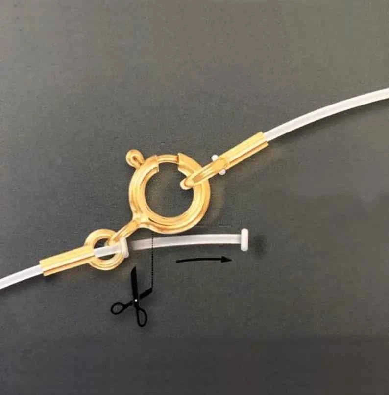 750 Gold Halskette Schwebender Diamant – Unsichtbarer Nylonfaden